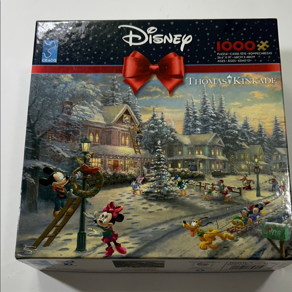 Disney Thomas Kinkade Festive Winter Puzzle - Red and Green - Picture 3 of 16